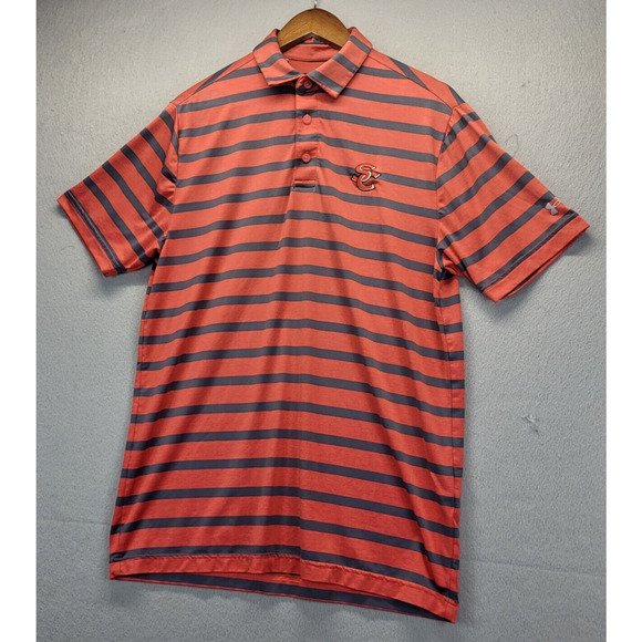 Under Armour Shirt Mens M Playoff Polo SC Logo Striped Performance Collared Golf - Picture 3 of 12